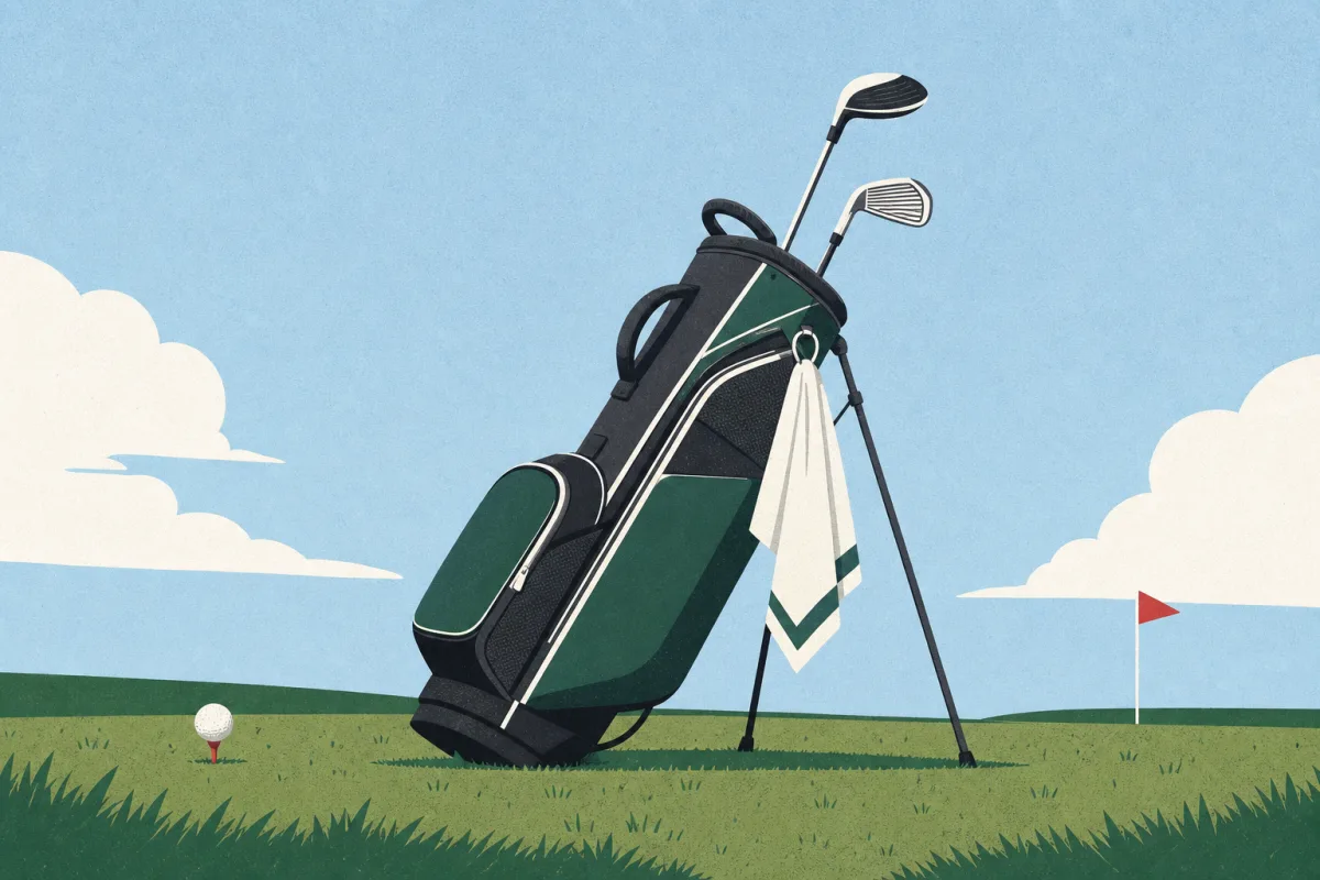 A golf bag prepared for a beginner's first round